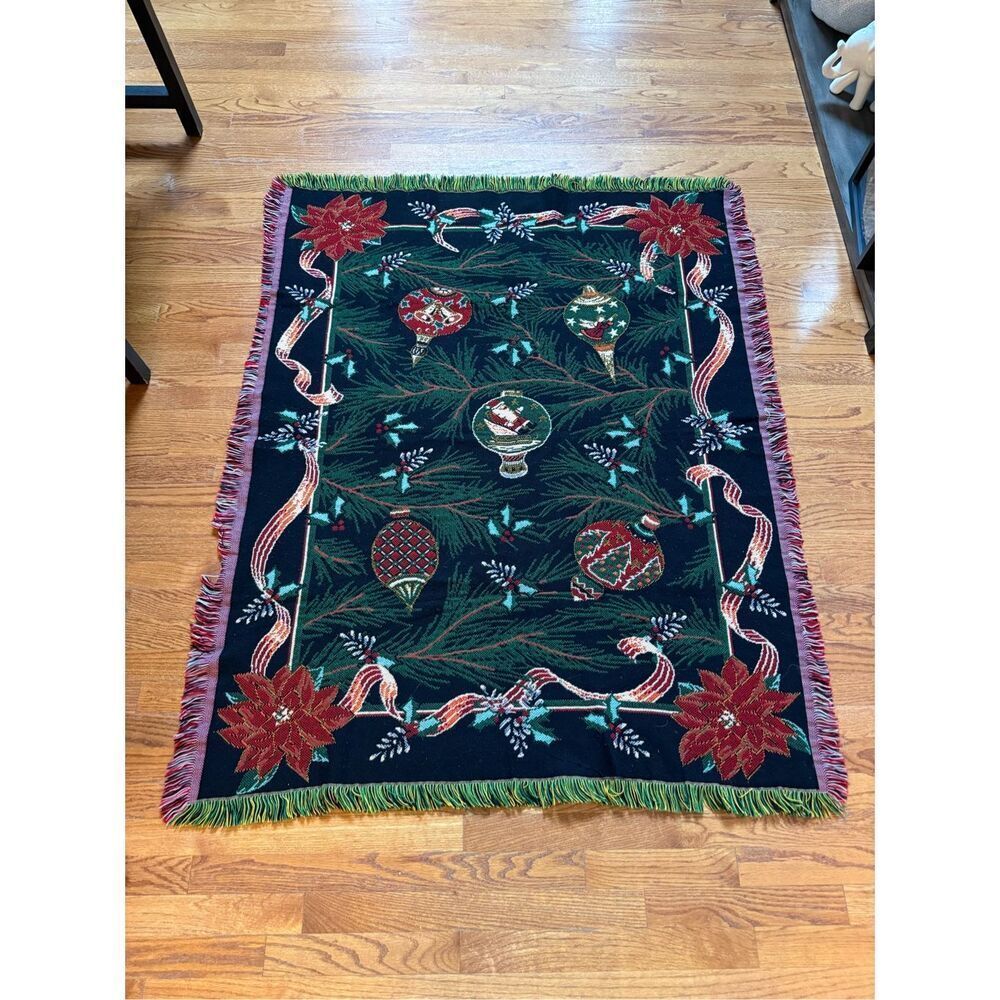 Vintage Northwest Company 1996 Christmas Ornament Throw Blanket EUC